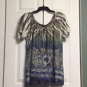 Multicolored off the shoulder top